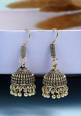 Gold Gold Plated Traditional Oxidized Jhumka Earrings