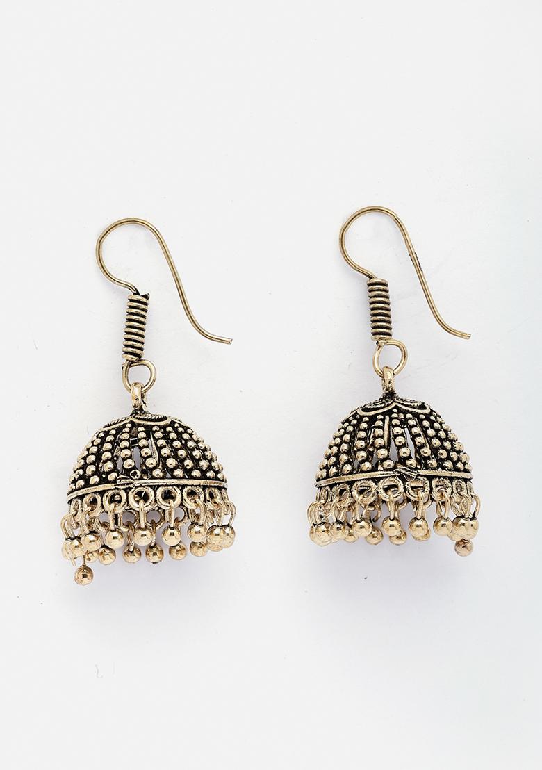 Gold Gold Plated German Silver Jhumka Earrings