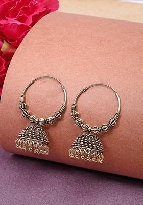 Gold Handmade Gold Plated Oxidized Traditional Jhumka Earrings