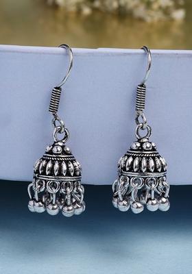 Silver Traditional Plated Oxidized Jhumka Earrings