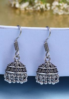 Silver Plated Oxidized Traditional Jhumka Earrings
