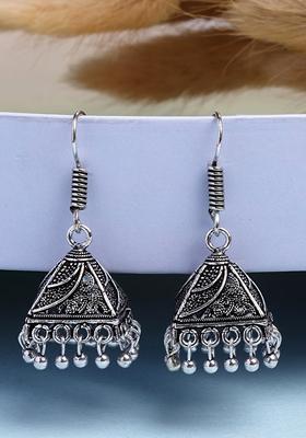 Silver Oxidized Plated Jhumka Earrings