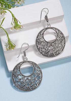 Silver Ethnic Plated Oxidized Chandbali Earrings
