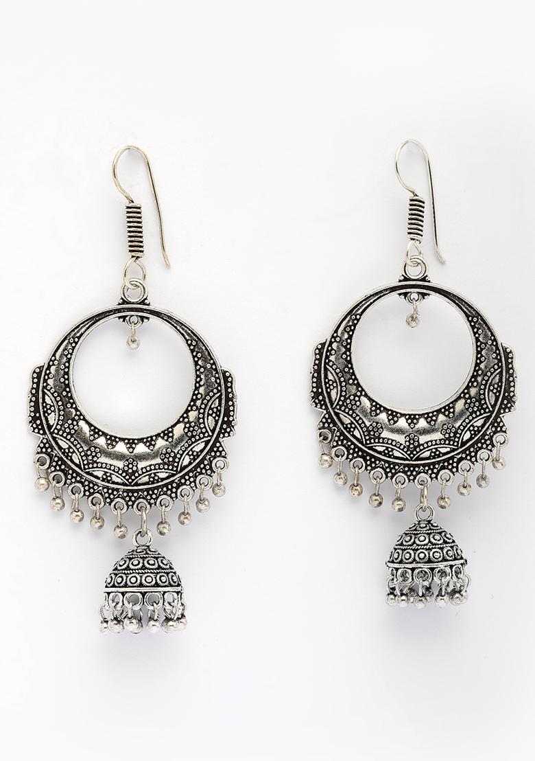 Silver Unique Plated German Jhumka Earrings