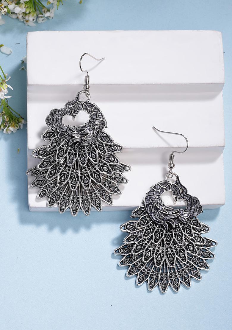 Silver Set Of 3 Plated Oxidized Fashion Traditional Earrings