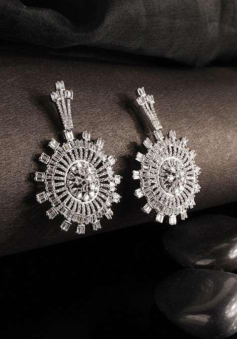 Silver American Diamond Alloy Earrings