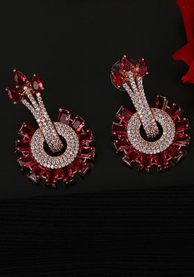 Red Kundan Brass Earrings