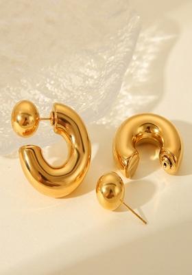 Gold Plated C Shaped Chunky Half Hoops