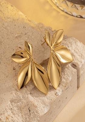 Gold Plated Chunky Floral Stud Earrings