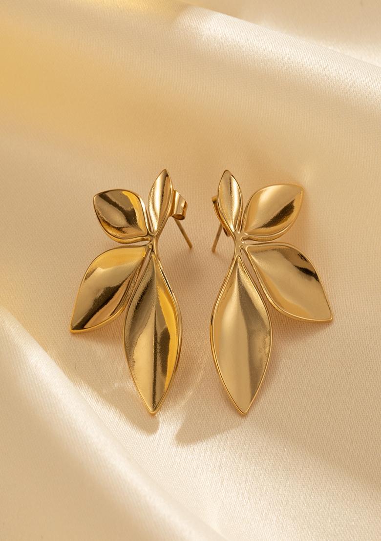 Gold Plated Chunky Floral Stud Earrings