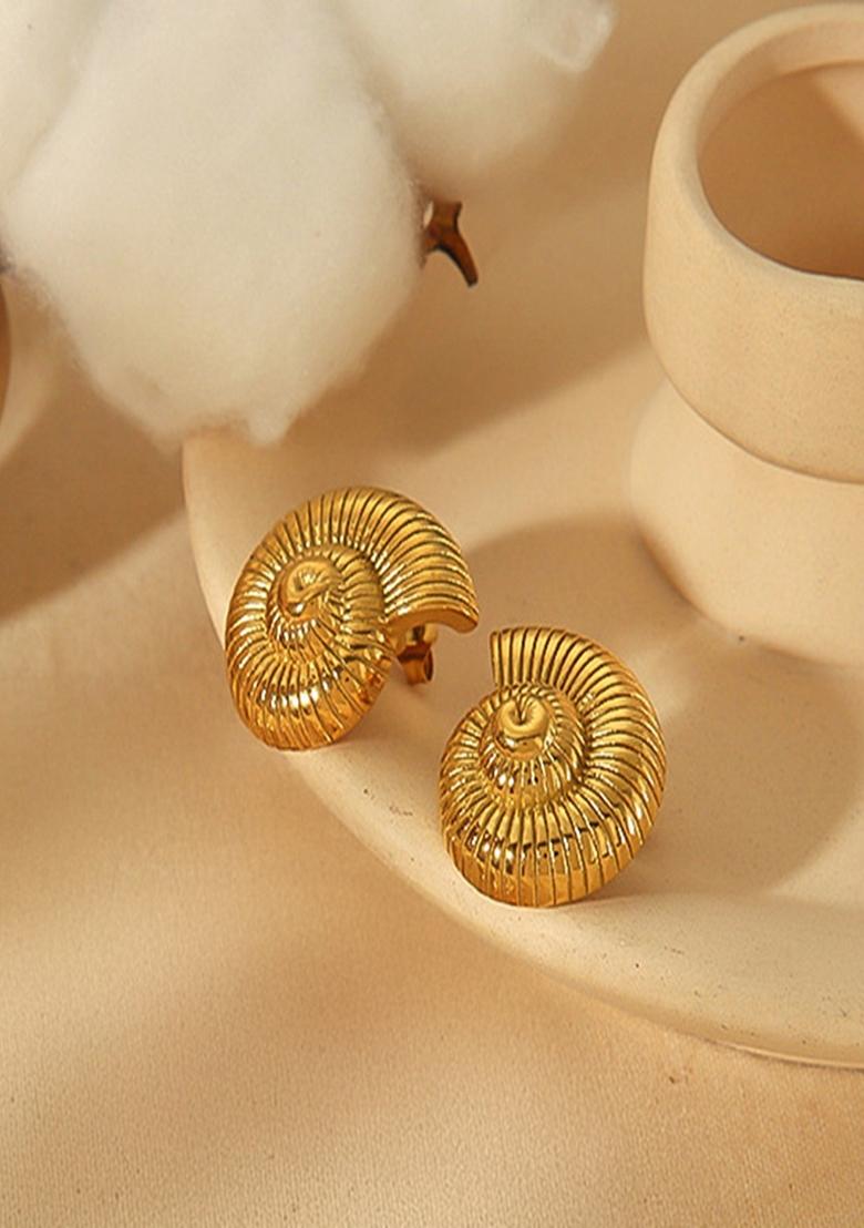 Gold Plated Chunky Snail Shell Studs
