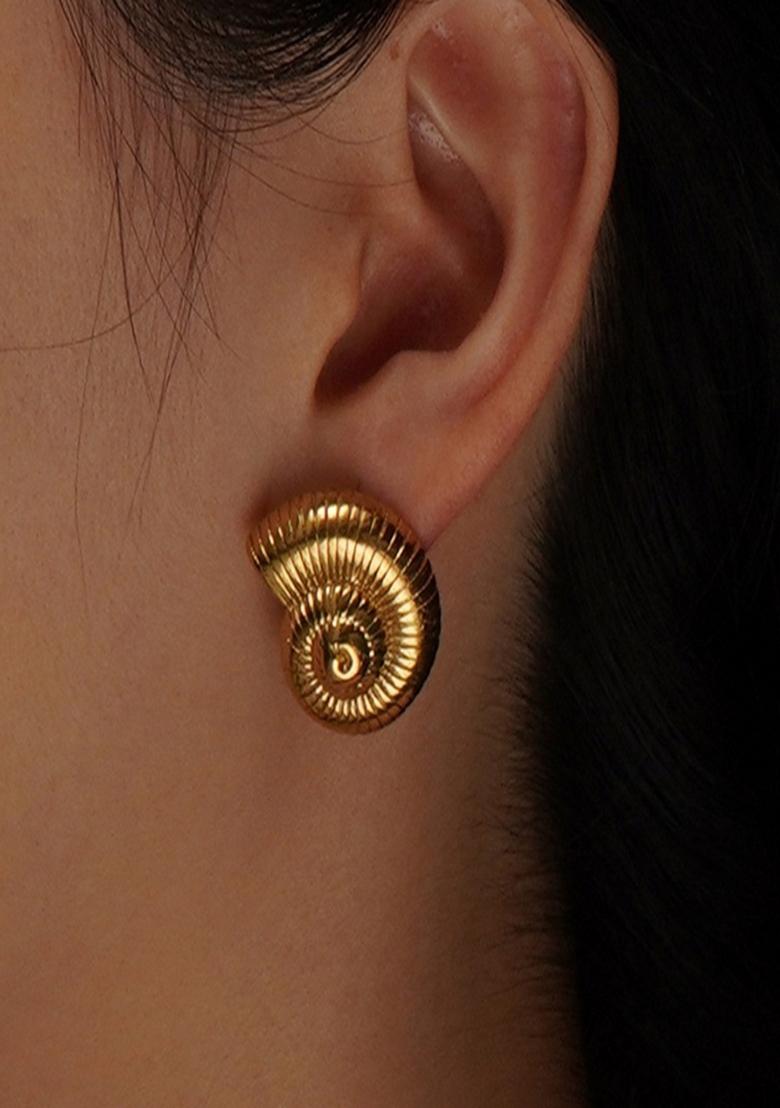 Gold Plated Chunky Snail Shell Studs