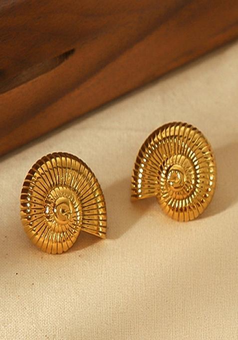 Gold Plated Chunky Snail Shell Studs