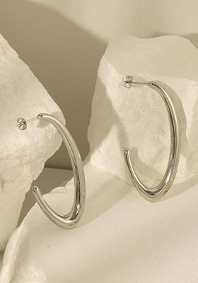 Silver Plated Long V Hoop Earrings