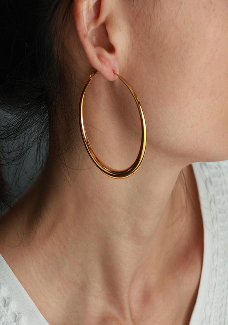 Gold Plated Big Round Hoops Earrings