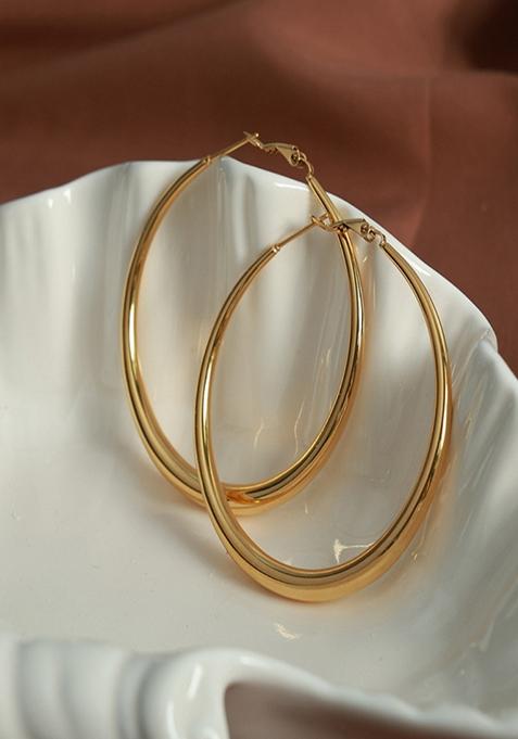 Gold Plated Big Round Hoops Earrings