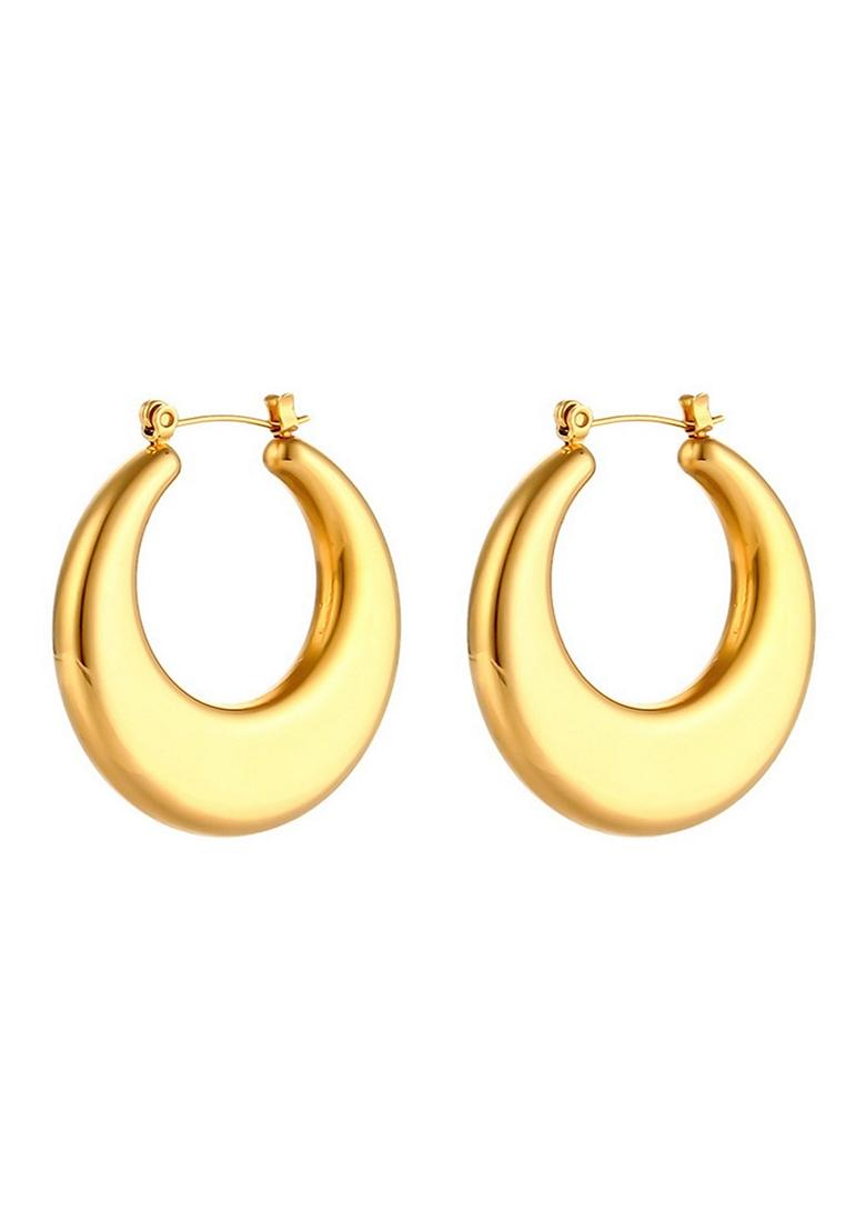Gold Plated Waterproof Antitarnish Moon Shaped Hoopearrings