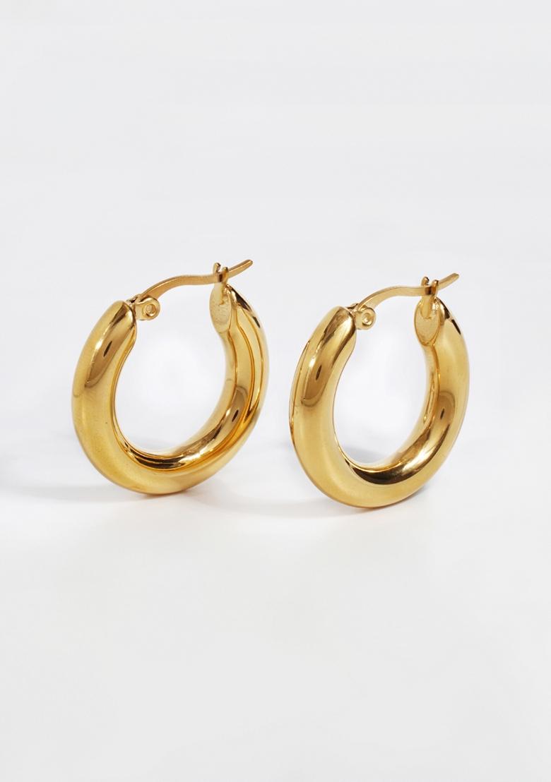 Gold Plated Solid U Shaped Hoop Earrings