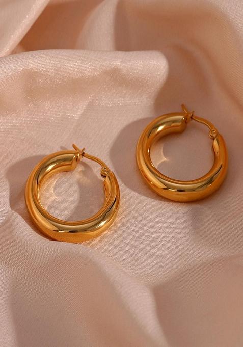 Gold Plated Solid U Shaped Hoop Earrings