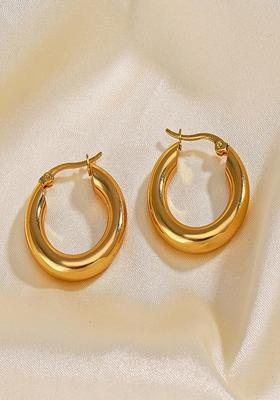 Gold Plated Solid U Shaped Hoop Earrings
