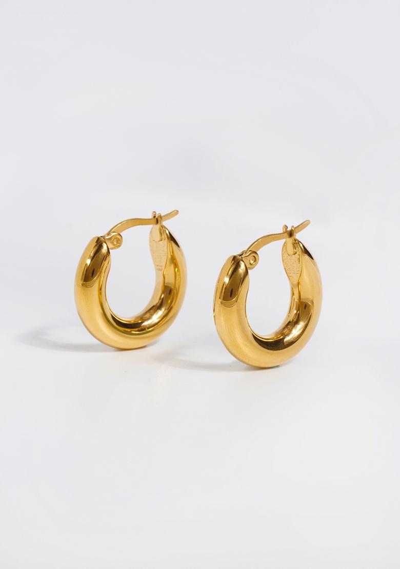 Gold Plated Solid U Shaped Hoop Earrings