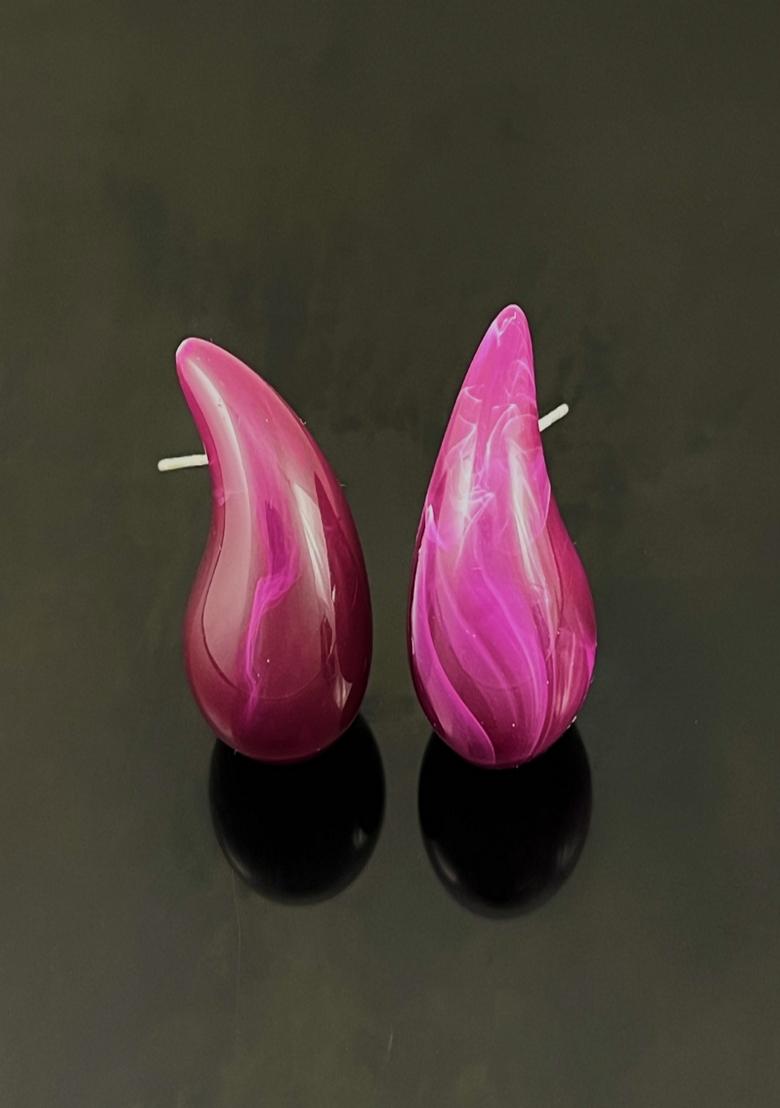 Purple Marble Resin Purple Marbled Tear Drop Bottega Stud Earrings