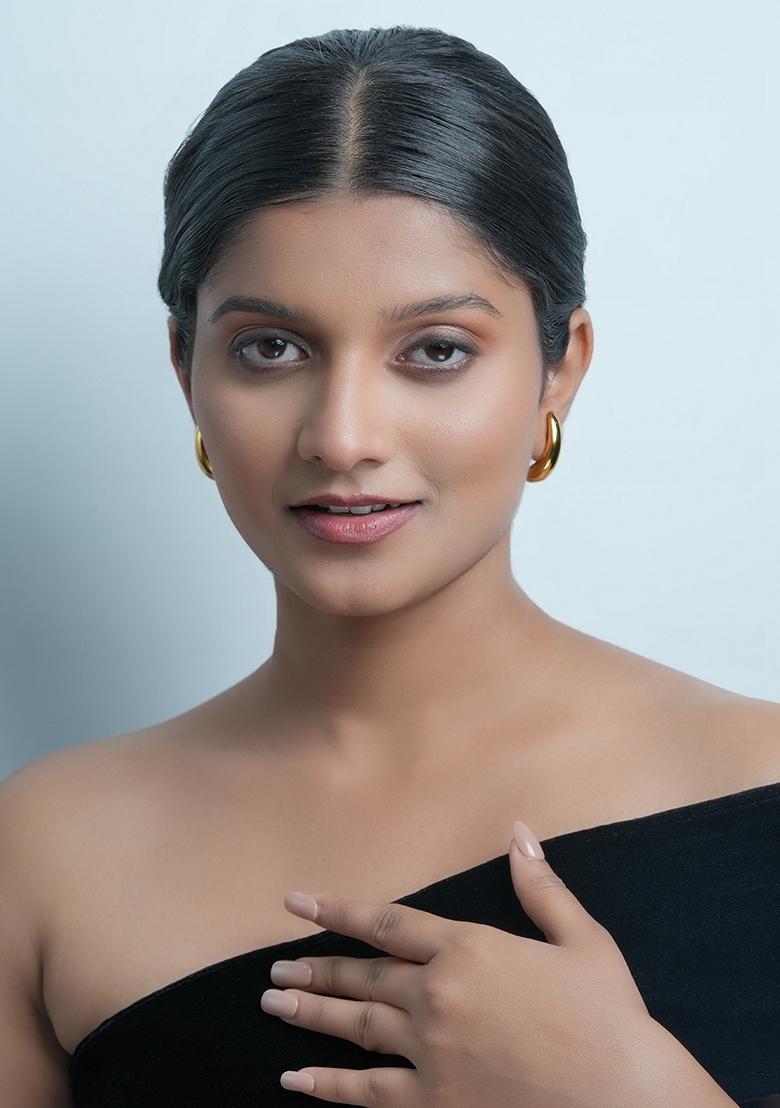 Gold Platedlong Tear Drop Bottega Stud Earrings