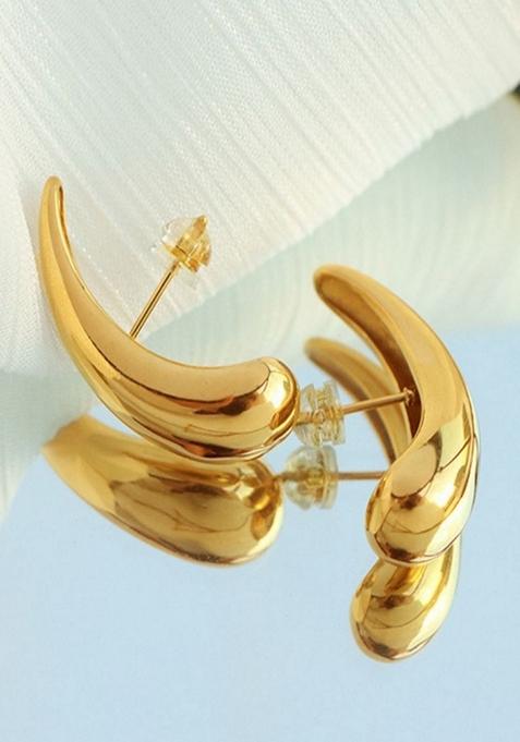 Gold Platedlong Tear Drop Bottega Stud Earrings