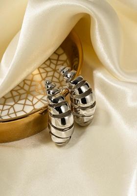 Silver Plated Waterproof Antitarnish Spiral Waterdrop Earrings