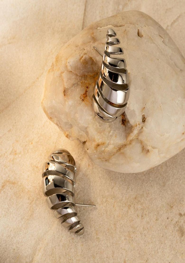 Silver Plated Waterproof Antitarnish Spiral Waterdrop Earrings