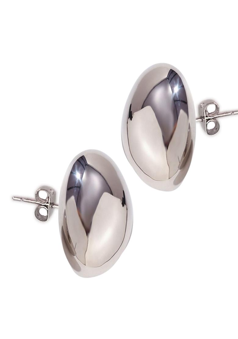Silver Plated Waterproof Antitarnish Dome Shaped Stud Earrings