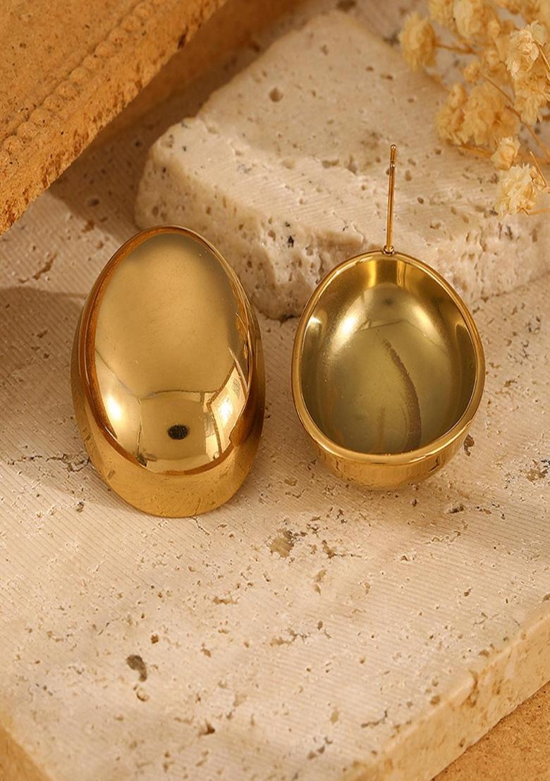 Gold Plated Waterproof Antitarnish Dome Shaped Stud Earrings