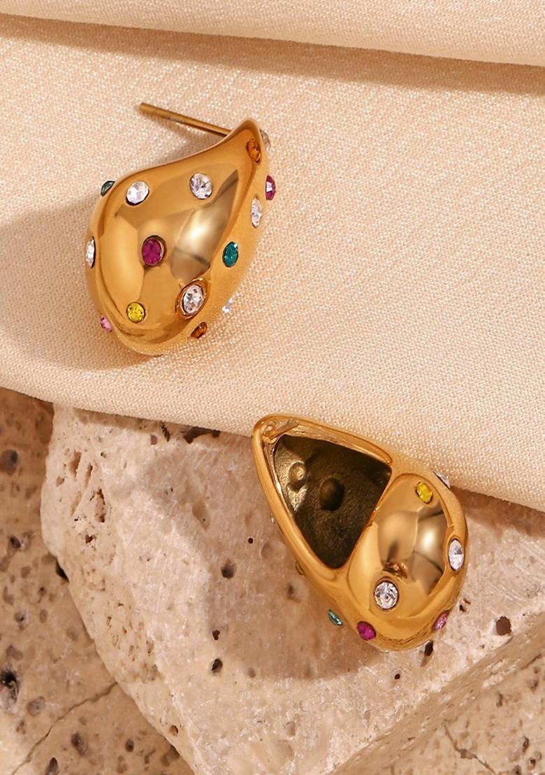 Multi Color Waterproof Antitarnish Encrusted Teardrop Earring