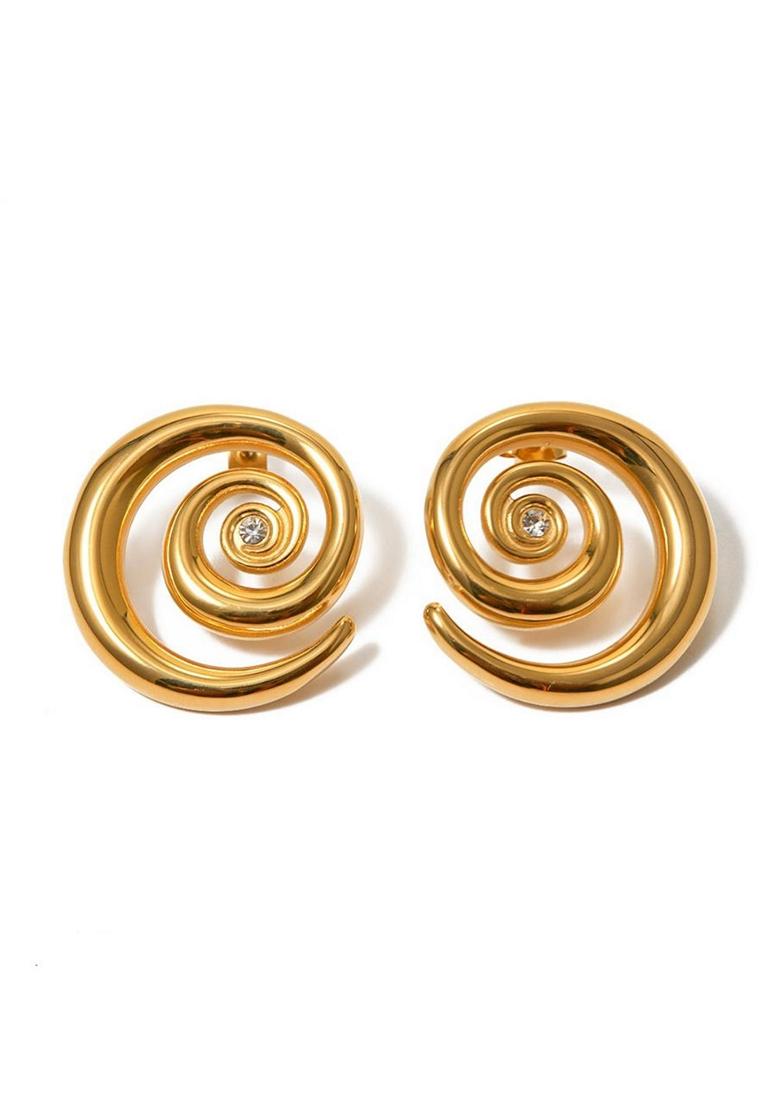 Gold Plated Waterproof Antitarnish Zirconia Swirl Hoop Earrings