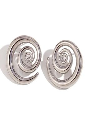 Silver Plated Waterproof Antitarnish Zirconia Swirl Hoop Earrings