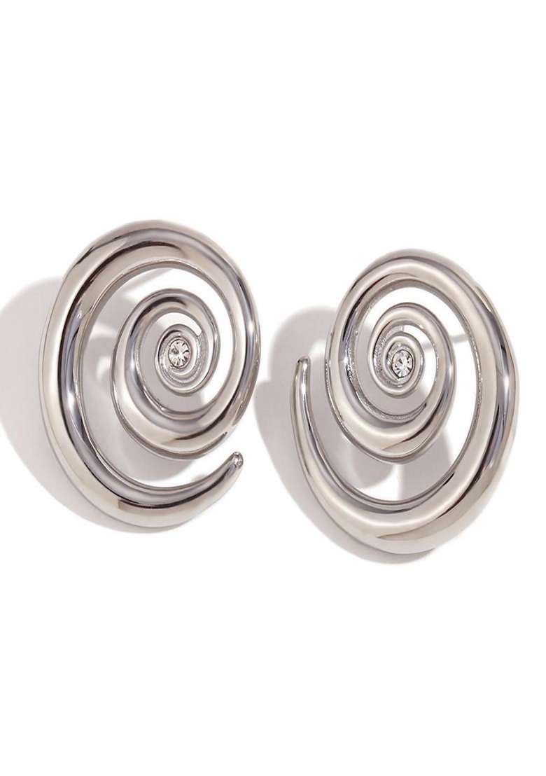 Silver Plated Waterproof Antitarnish Zirconia Swirl Hoop Earrings - Indya