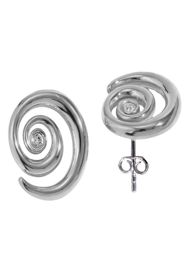 Silver Plated Waterproof Antitarnish Zirconia Swirl Hoop Earrings