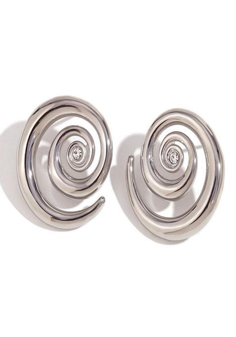 Silver Plated Waterproof Antitarnish Zirconia Swirl Hoop Earrings