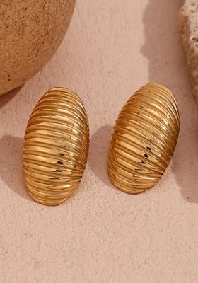 Gold Plated Waterproof Antitarnish Domed Oval Stud Earrings