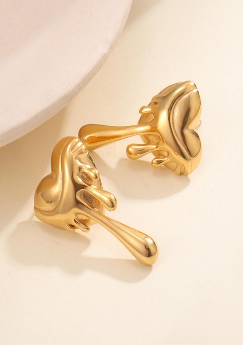 Gold Plated Waterproof Antitarnish Melting Heart Drop Earring
