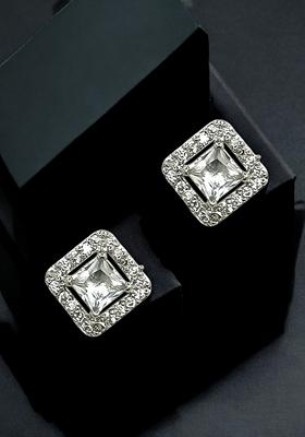 American Diamond White Square Stud Earrings