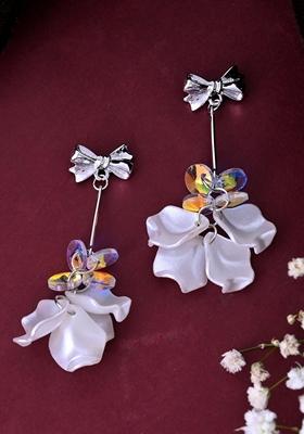 Silver Plated Bow Drop Earrings