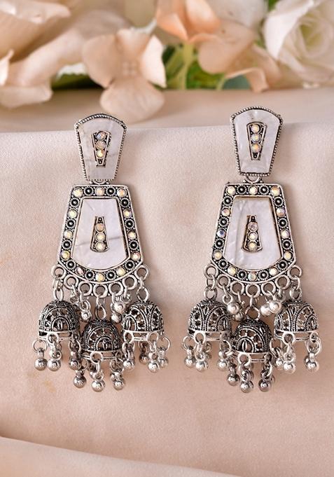 Silver Plated Moon Stone Studded Elegent Earrings