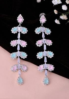 Silver Toned Mind And Leaf Shaped Drop Earrings