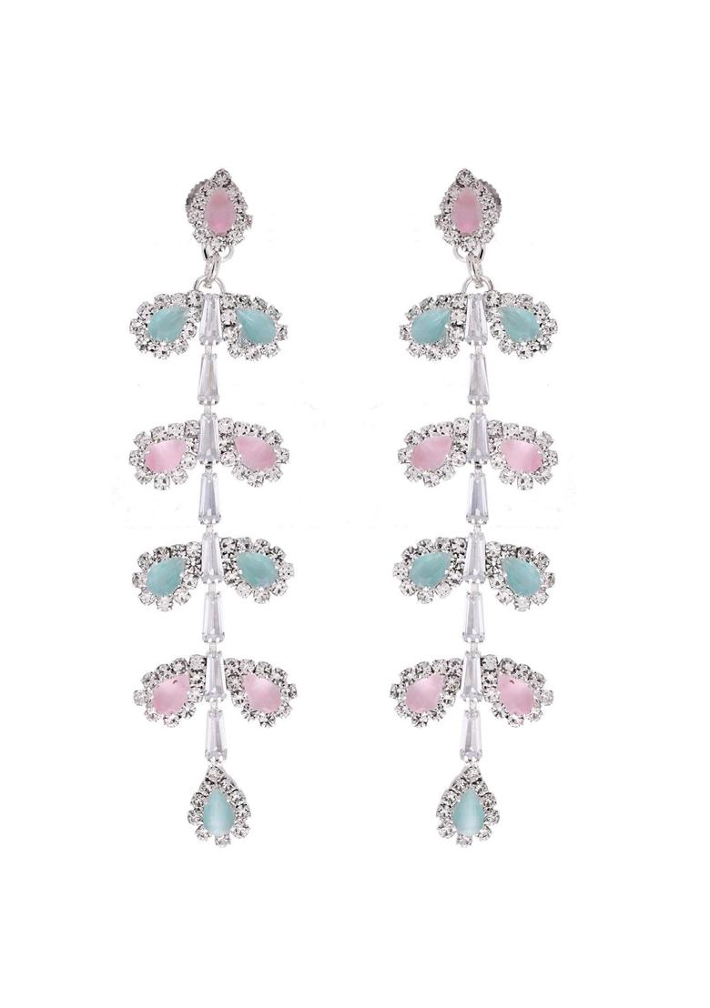 Silver Toned Mind And Leaf Shaped Drop Earrings