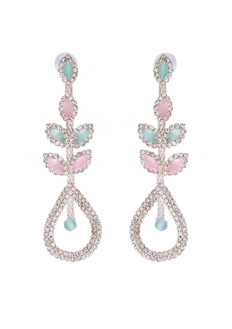 Silver Toned Mind And Tear Drop Shaped Drop Earrings