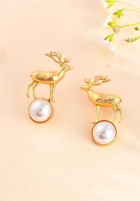 Gold One Gram Plated Animal Shaped Deer Studs Earrings