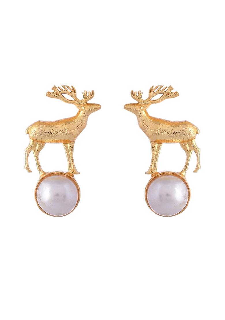 Gold One Gram Plated Animal Shaped Deer Studs Earrings