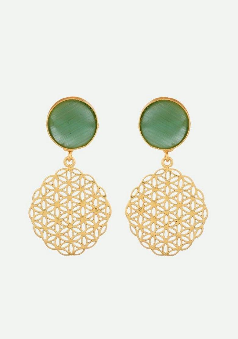 Gold Plated Stone Studded Earrings