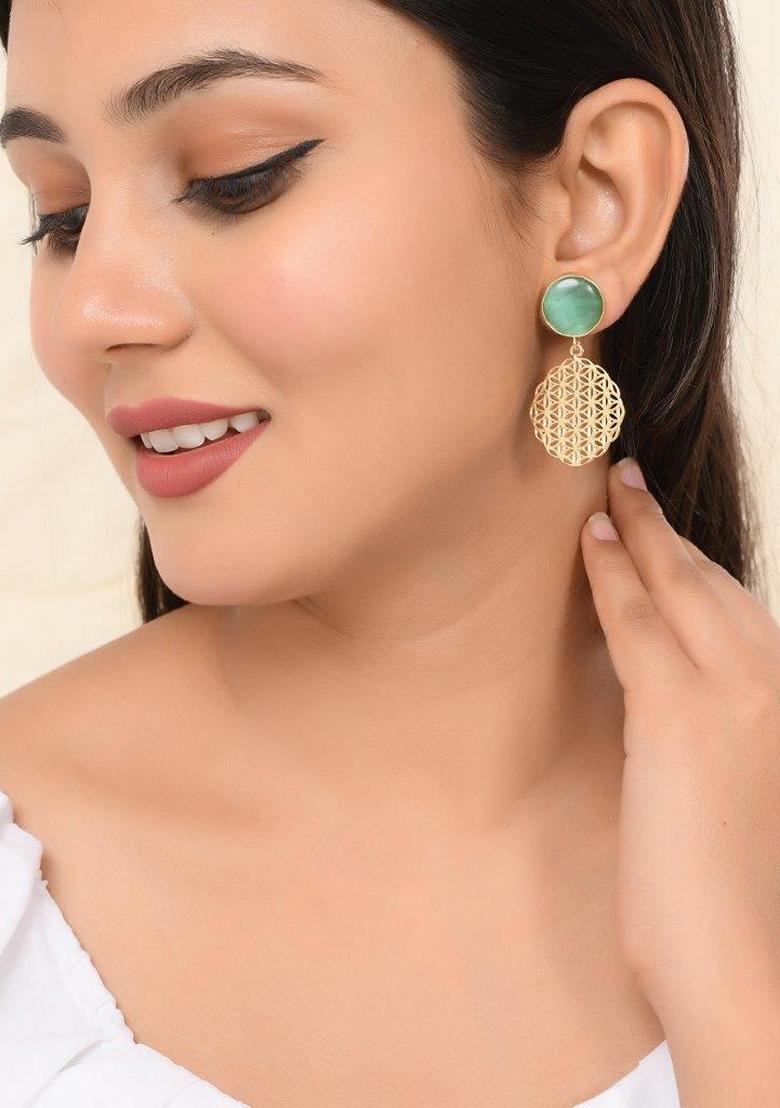 Gold Plated Stone Studded Earrings